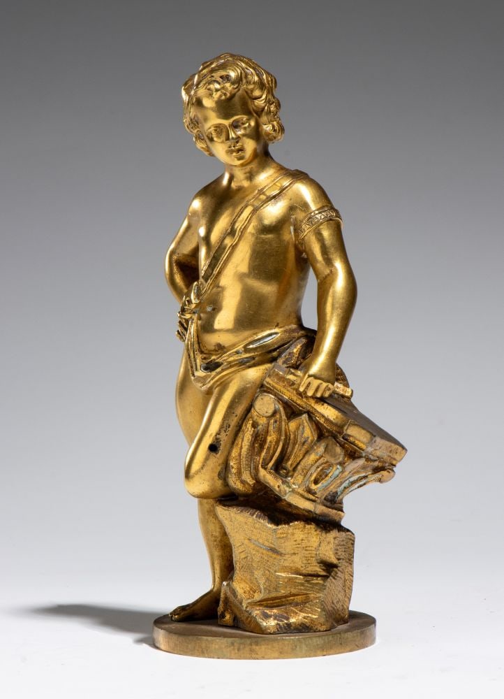 Gilded bronze statue of a cherub - 18th century (1 of 3)