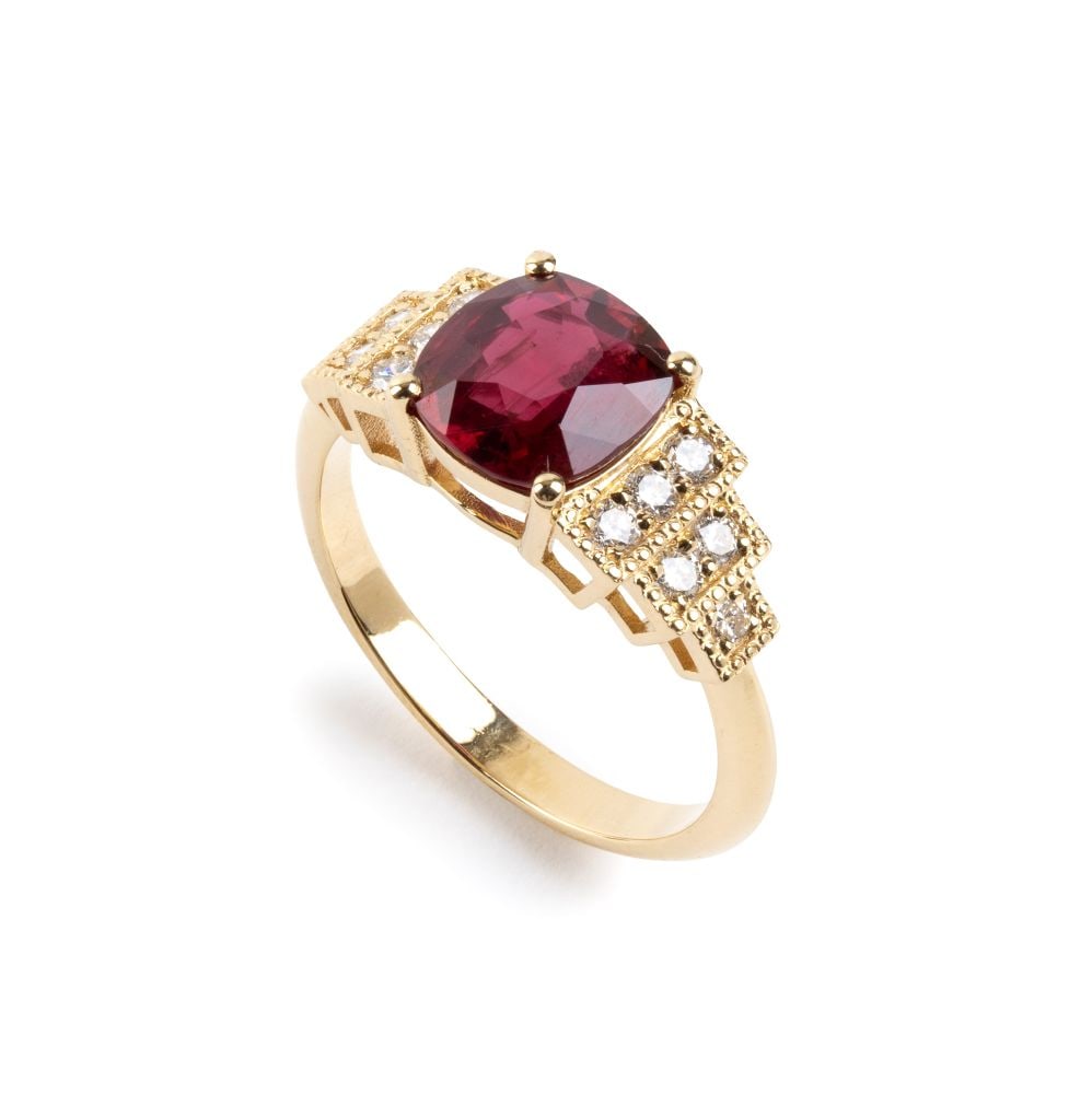 Ruby diamond gold ring (1 of 8)