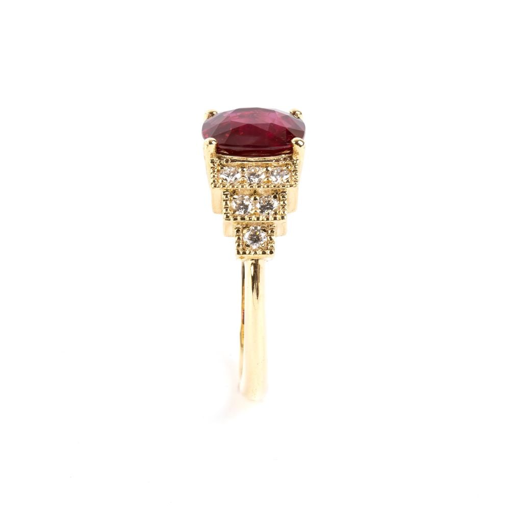 Ruby diamond gold ring - 3