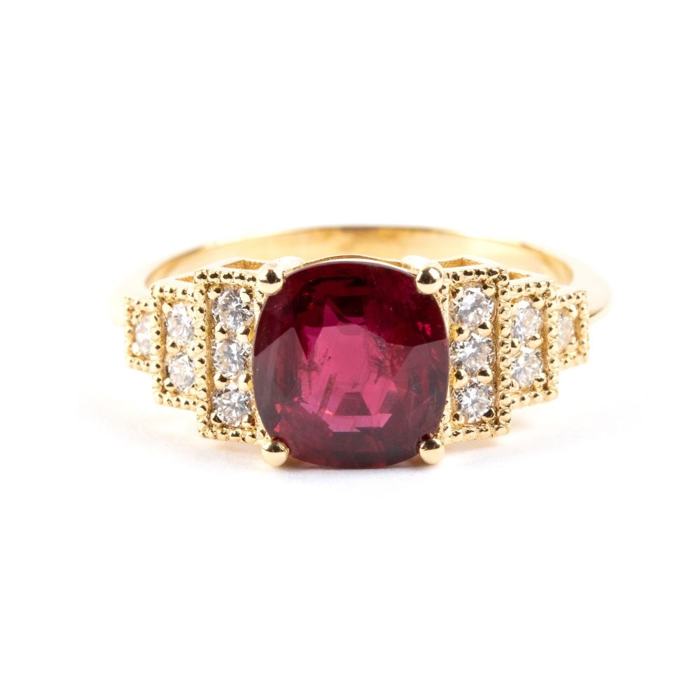 Ruby diamond gold ring - 4