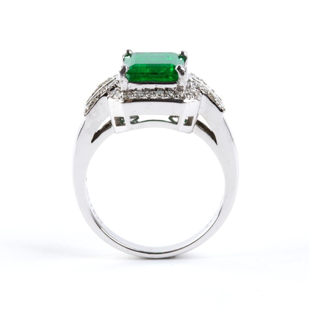 Emerald diamond gold ring - 2