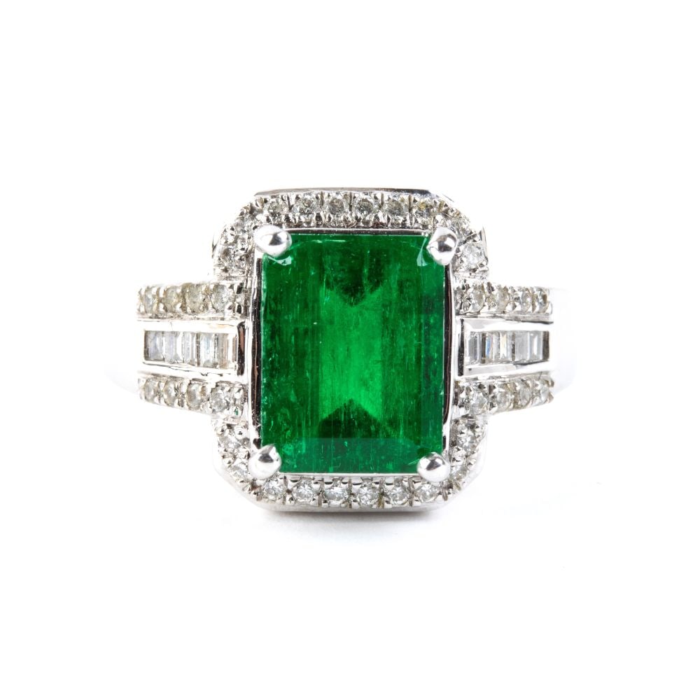Emerald diamond gold ring - 4