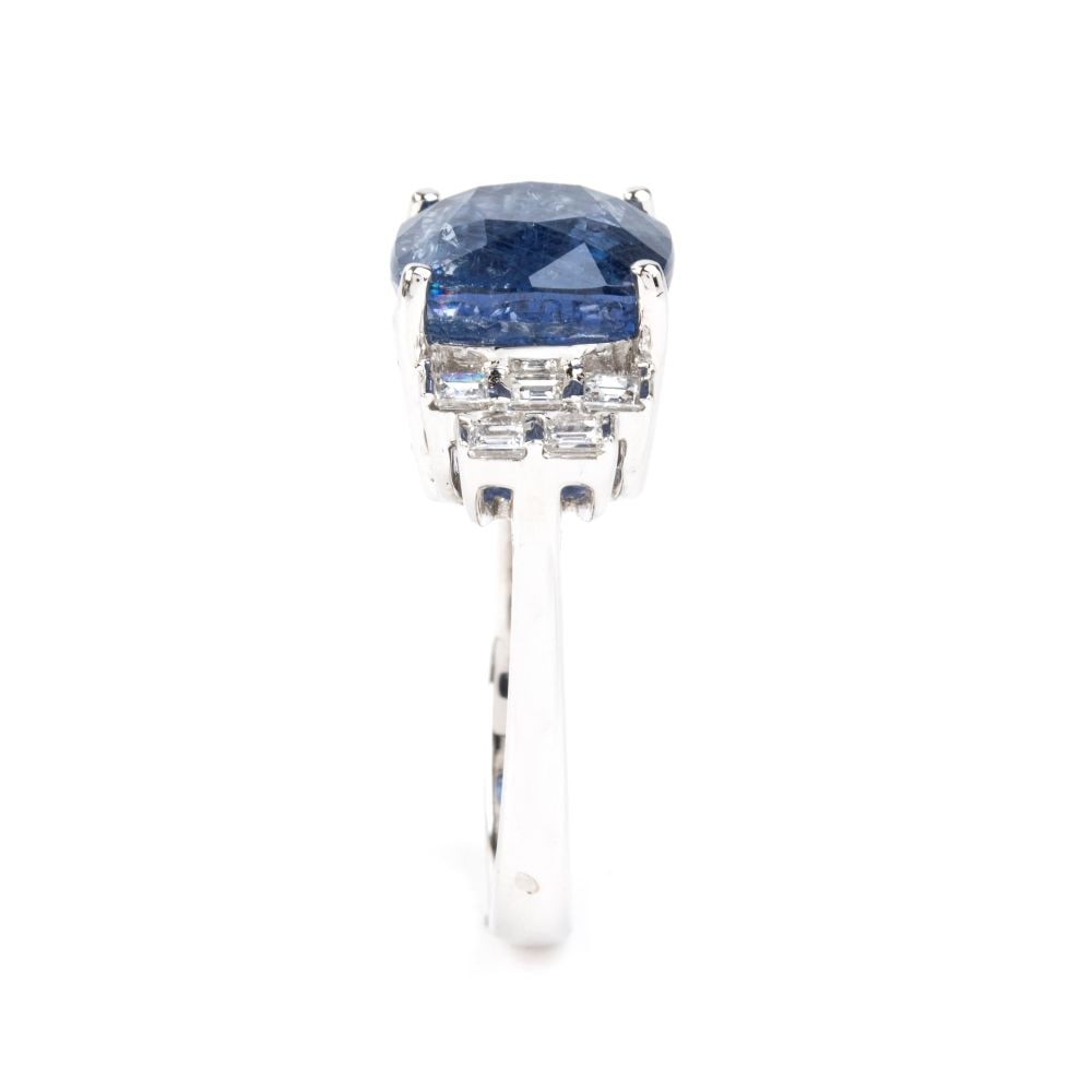 Blue sapphire diamond gold ring - 3