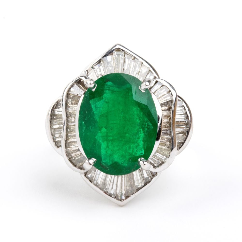 Emerald diamond gold ring - 4