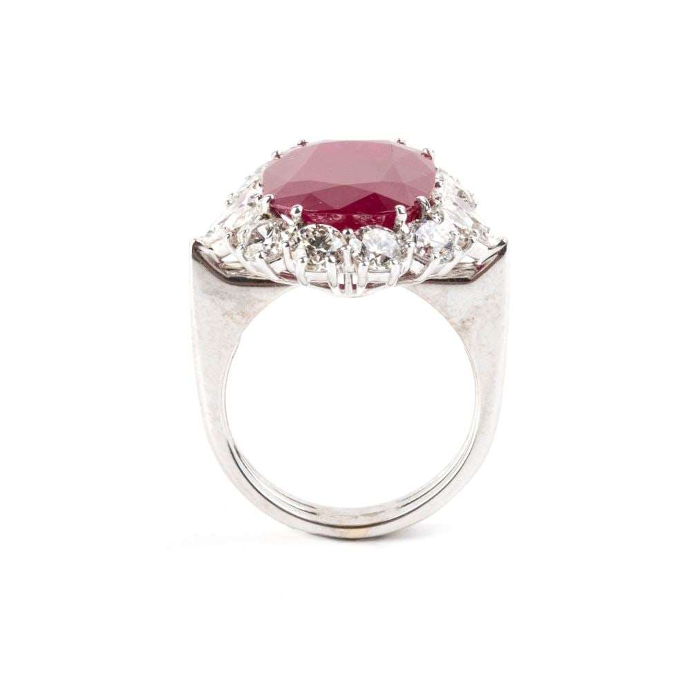 Burma ruby diamond gold ring - 2
