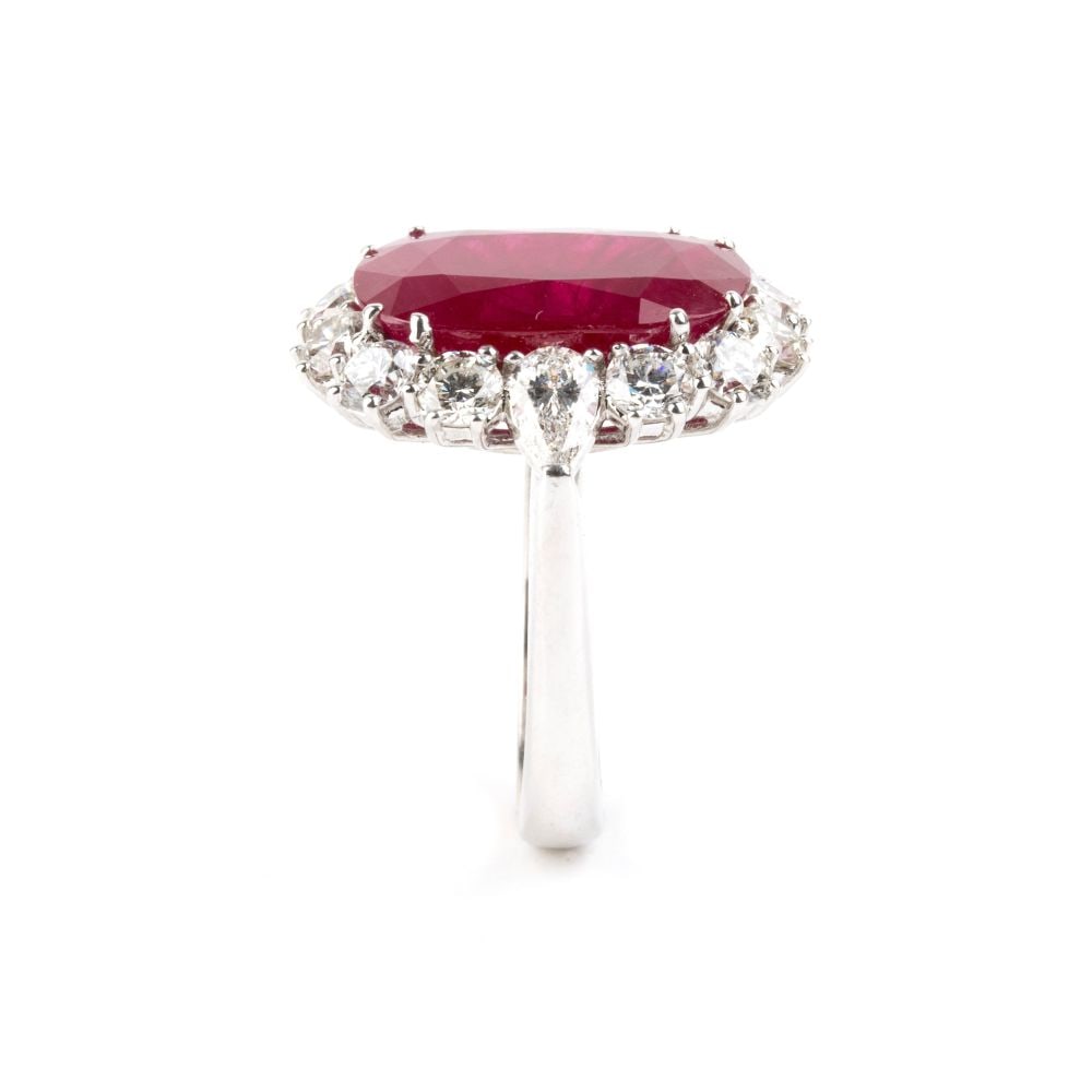 Burma ruby diamond gold ring - 3