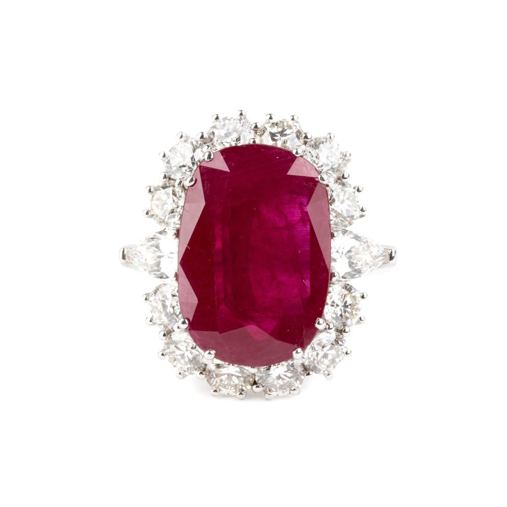 Burma ruby diamond gold ring - 4