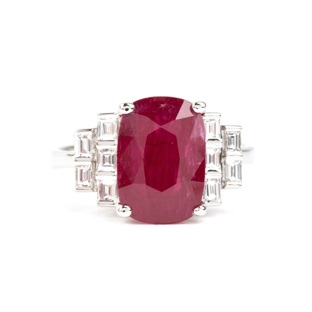 Ruby diamond gold ring - 4