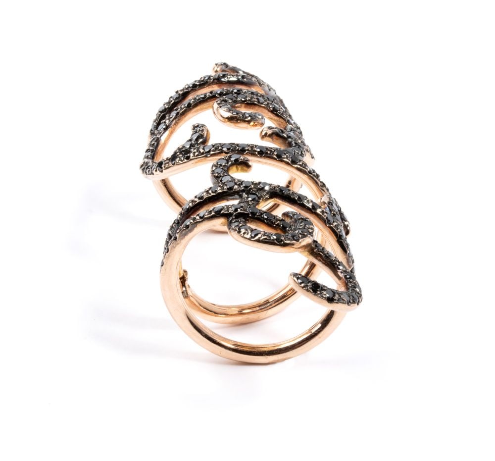 Gold black diamond ring - 2