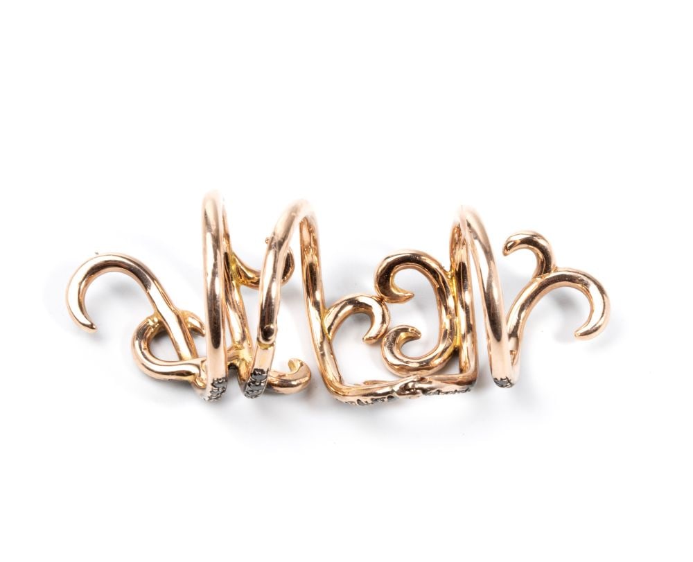 Gold black diamond ring - 5