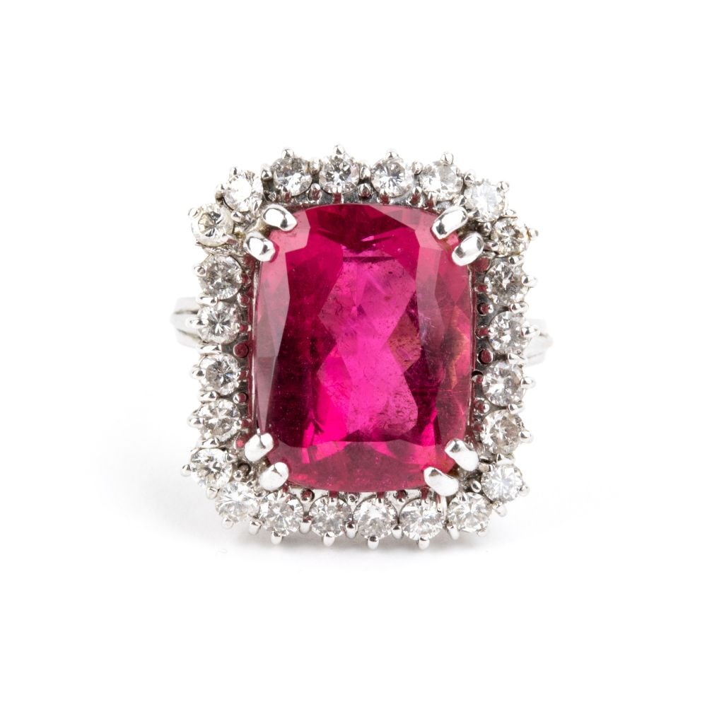 Tourmaline diamond gold ring - 4