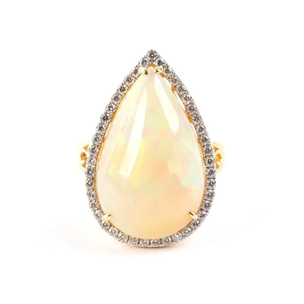 Opal diamond gold ring - 4
