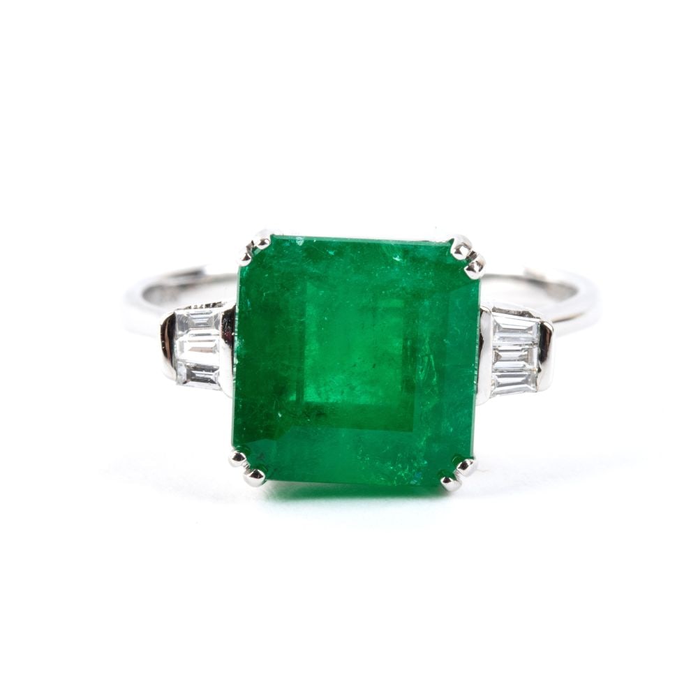 Emerald diamond gold ring - 4