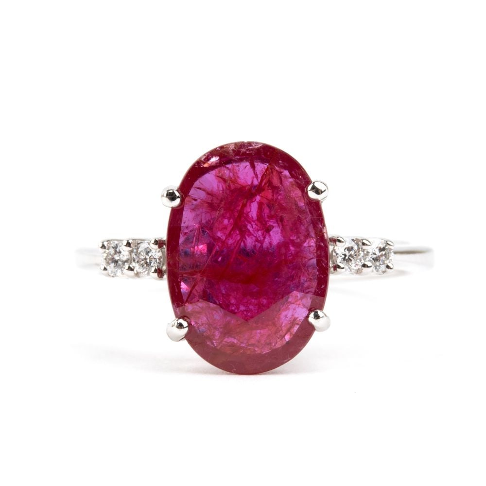 Ruby diamond gold ring - 4