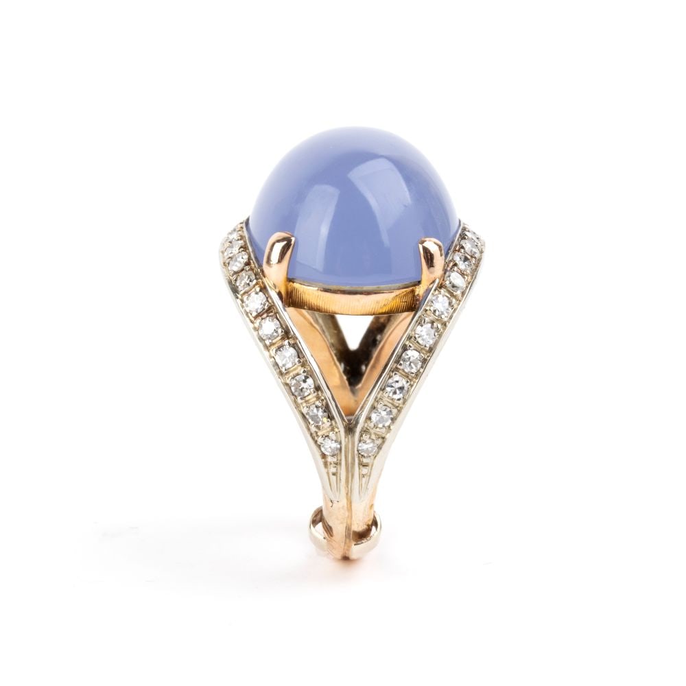 Diamonds chrysoprase gold ring - 3