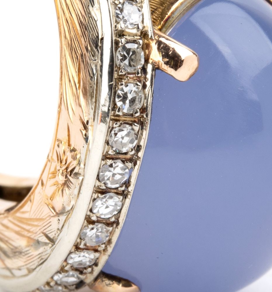 Diamonds chrysoprase gold ring - 4