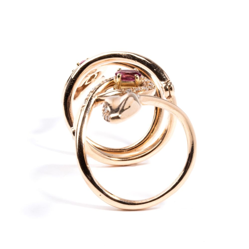 Diamond tourmaline gold ring - 2