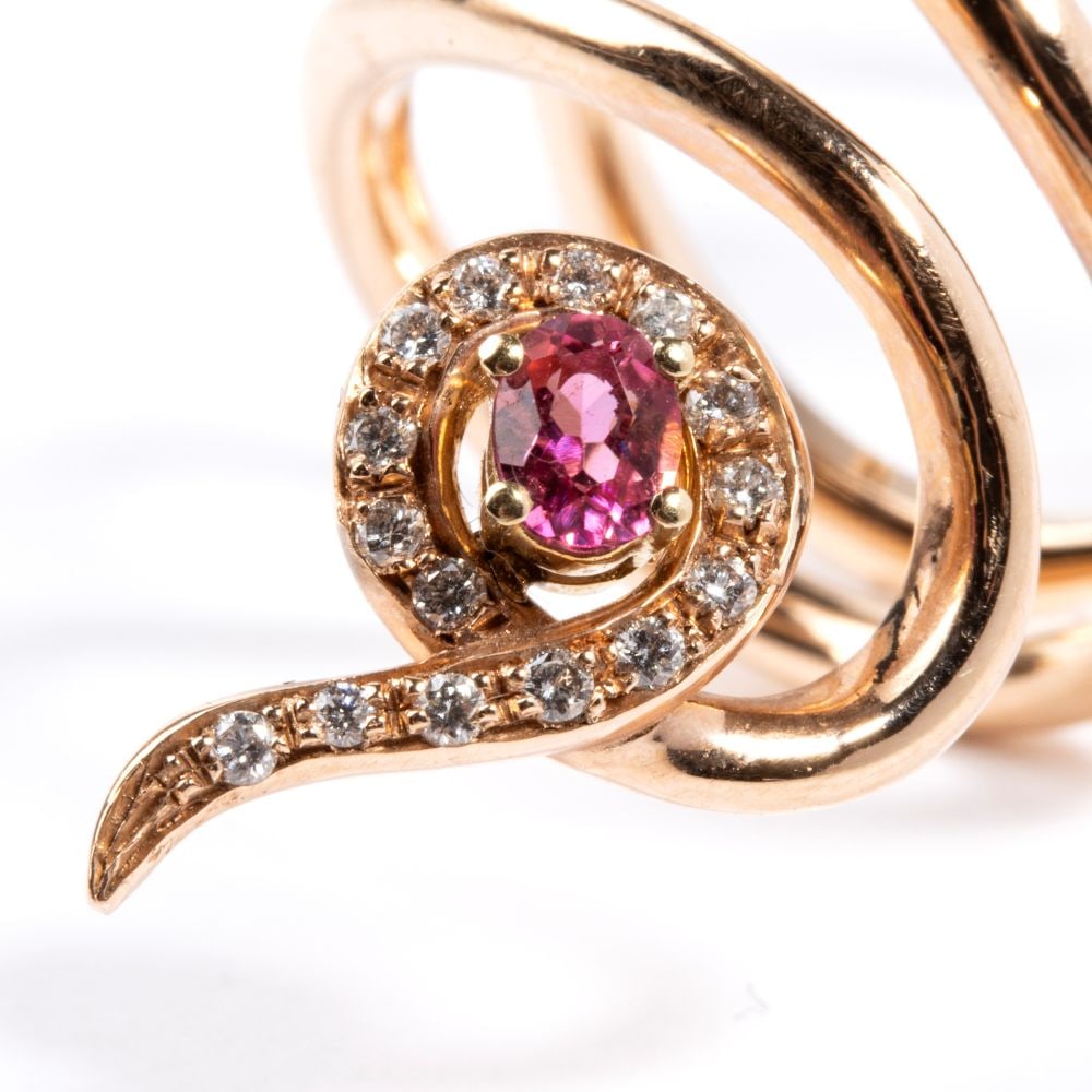 Diamond tourmaline gold ring - 3