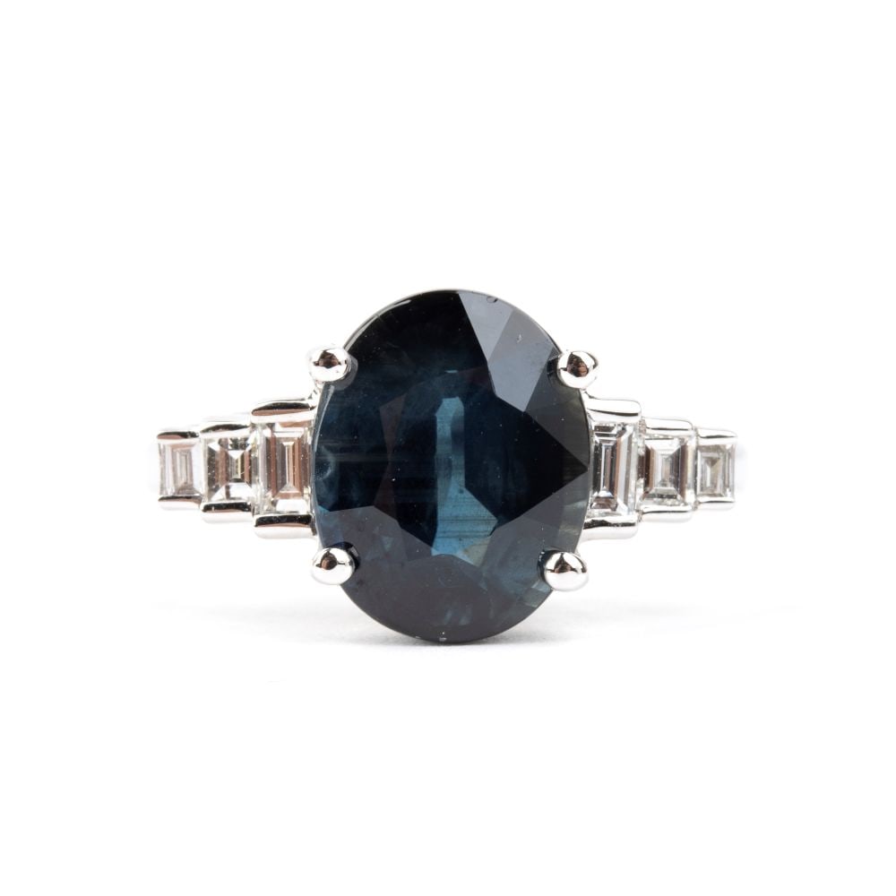 Blue sapphire diamondgold ring - 4