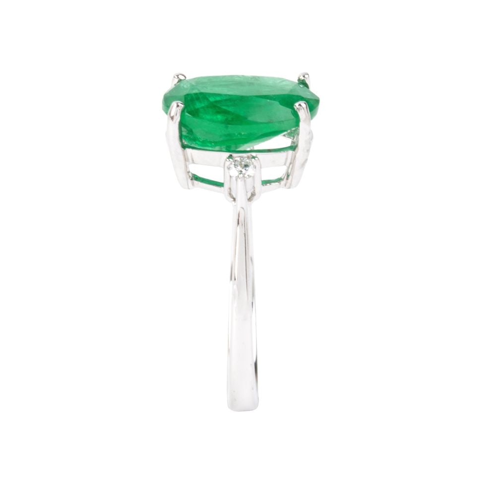 Emerald diamond gold ring - 3
