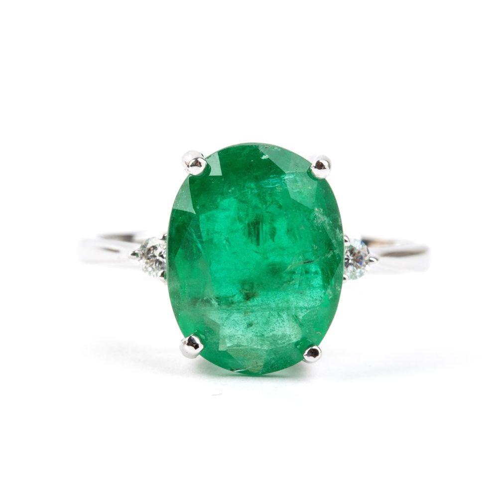 Emerald diamond gold ring - 4