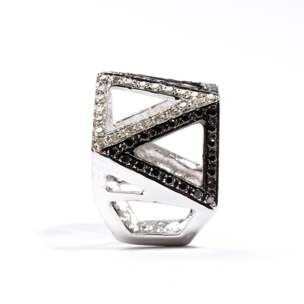 Geometric gold and diamond ring - 2