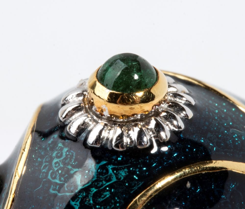 Diamond ruby emerald enameled gold ring - 5