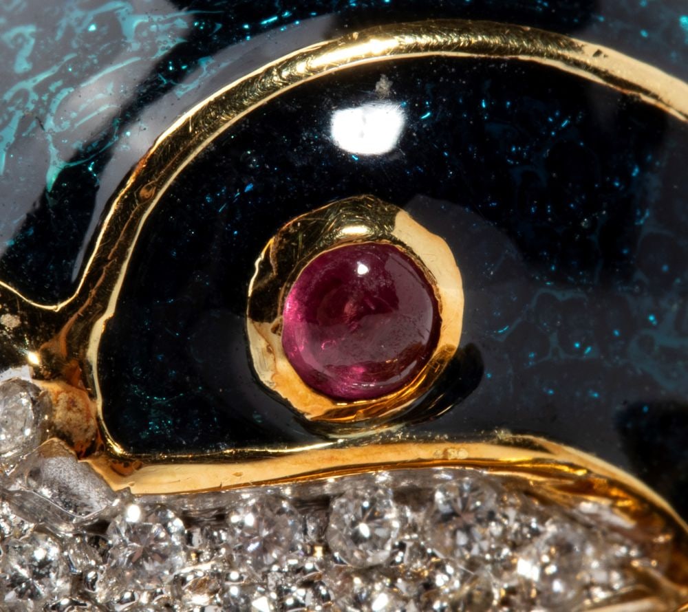 Diamond ruby emerald enameled gold ring - 6