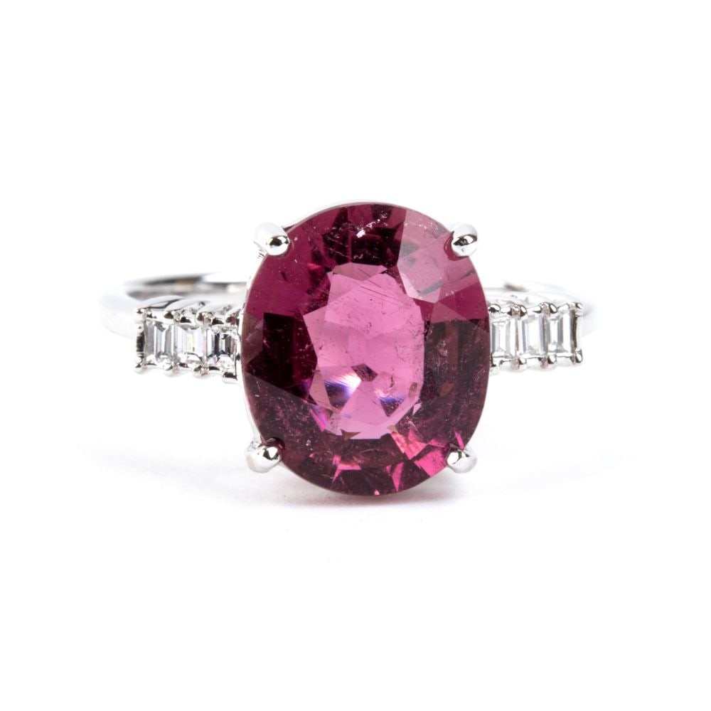 Tourmaline diamond gold ring - 4