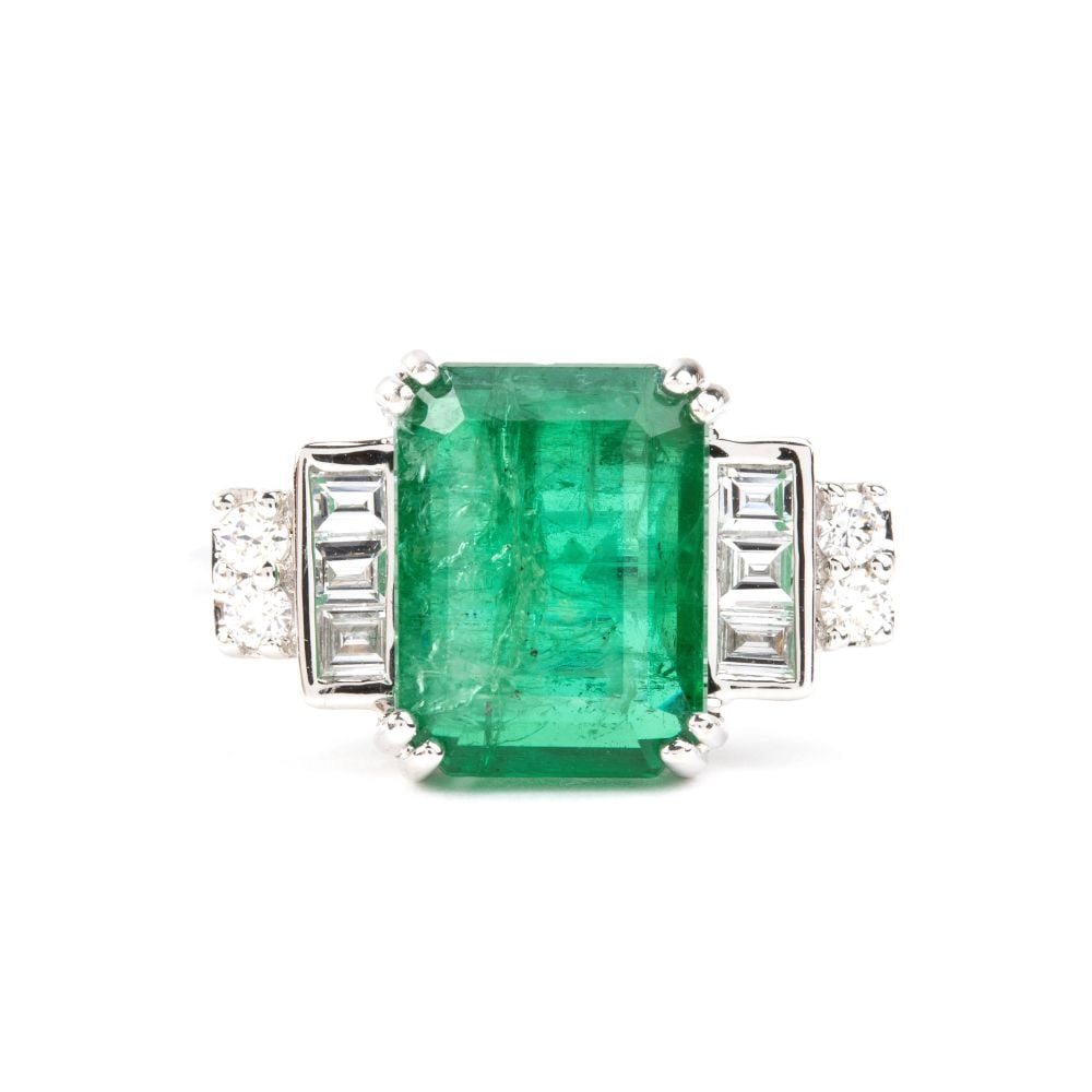 Emerald diamond gold ring - 4