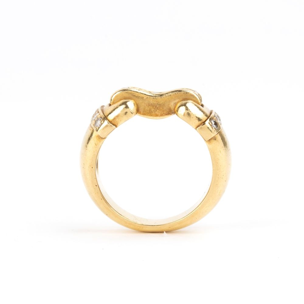 Diamond-set buckle design gold ring - 2