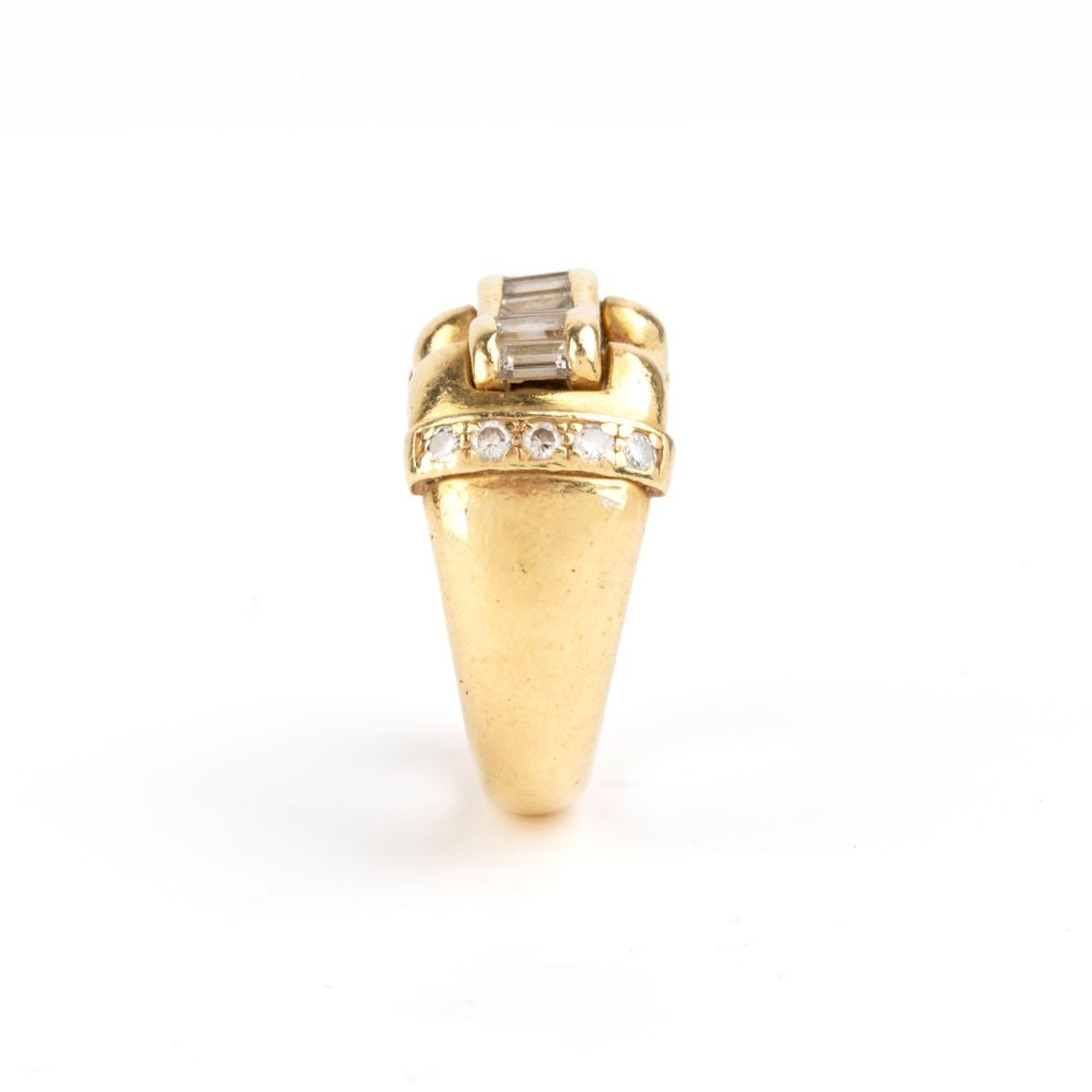 Diamond-set buckle design gold ring - 3