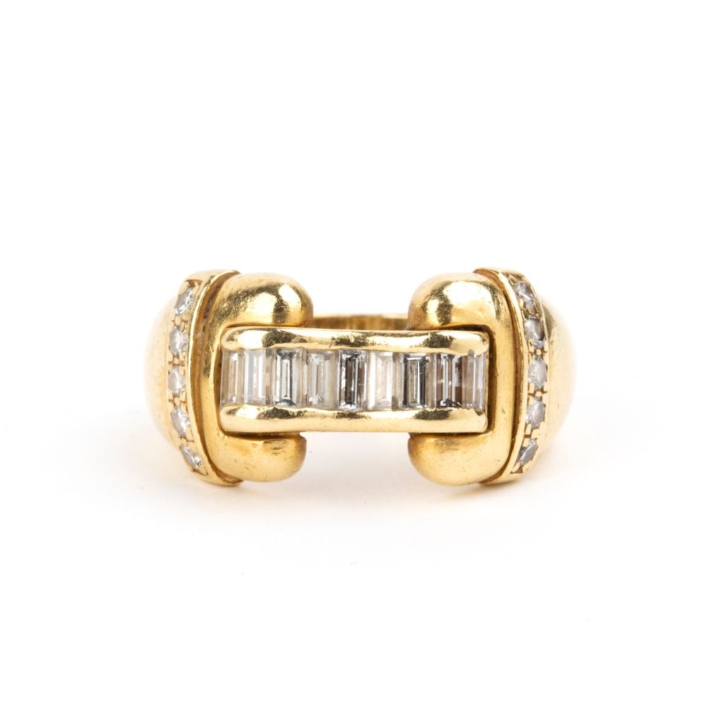 Diamond-set buckle design gold ring - 4