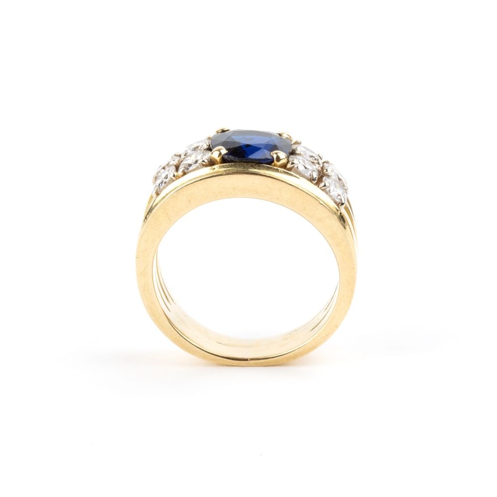 Sapphire diamond gold ring - 2