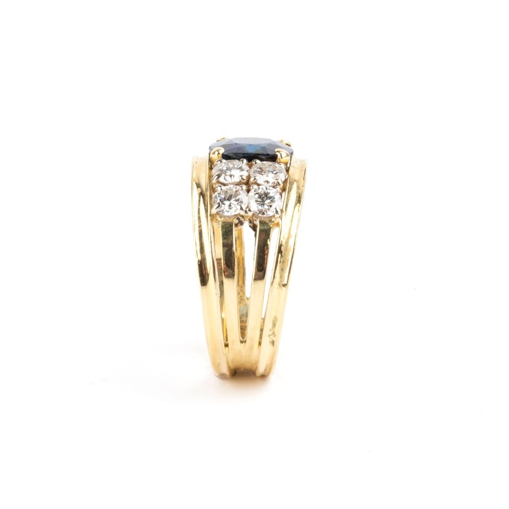 Sapphire diamond gold ring - 3