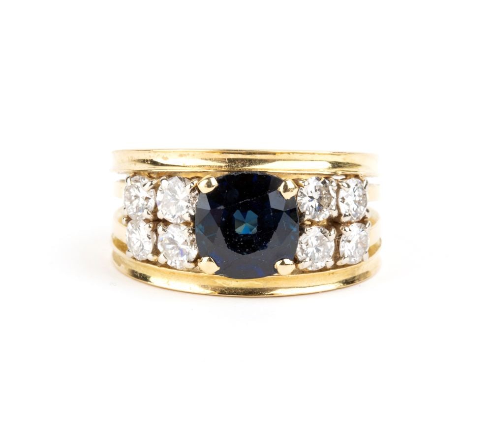 Sapphire diamond gold ring - 4