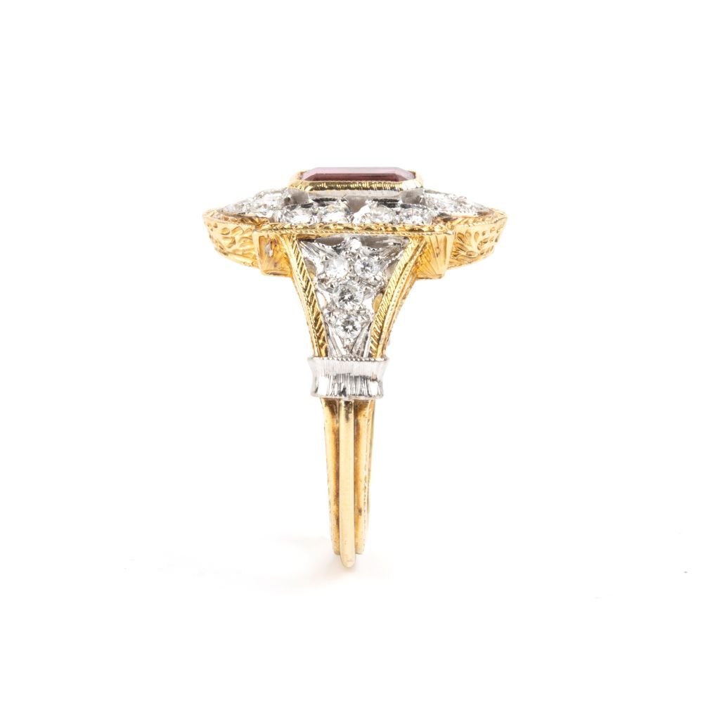 Tourmaline diamond gold ring - 3