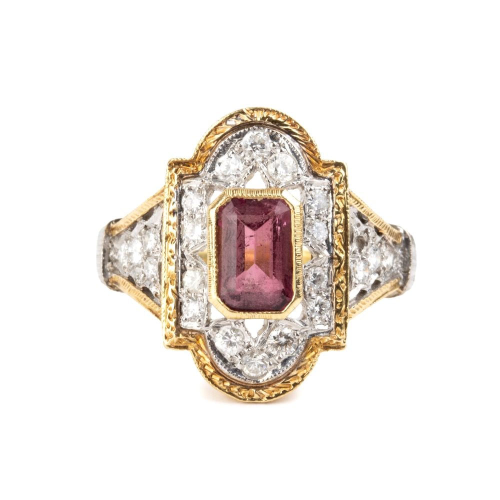 Tourmaline diamond gold ring - 4