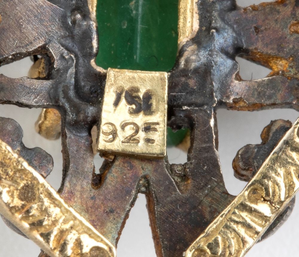 Emerald gold silver cross pendant - 5