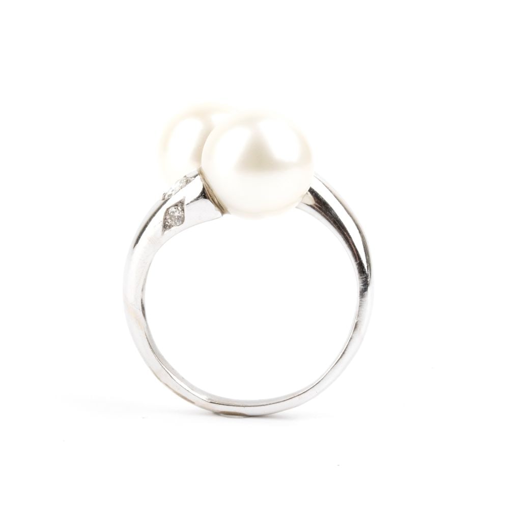 Diamond pearl gold ring - 2