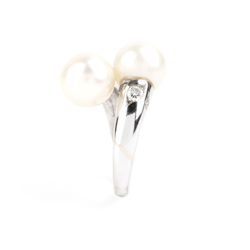 Diamond pearl gold ring - 3
