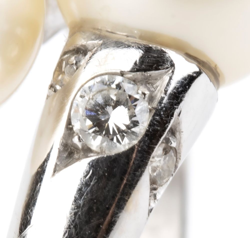 Diamond pearl gold ring - 4