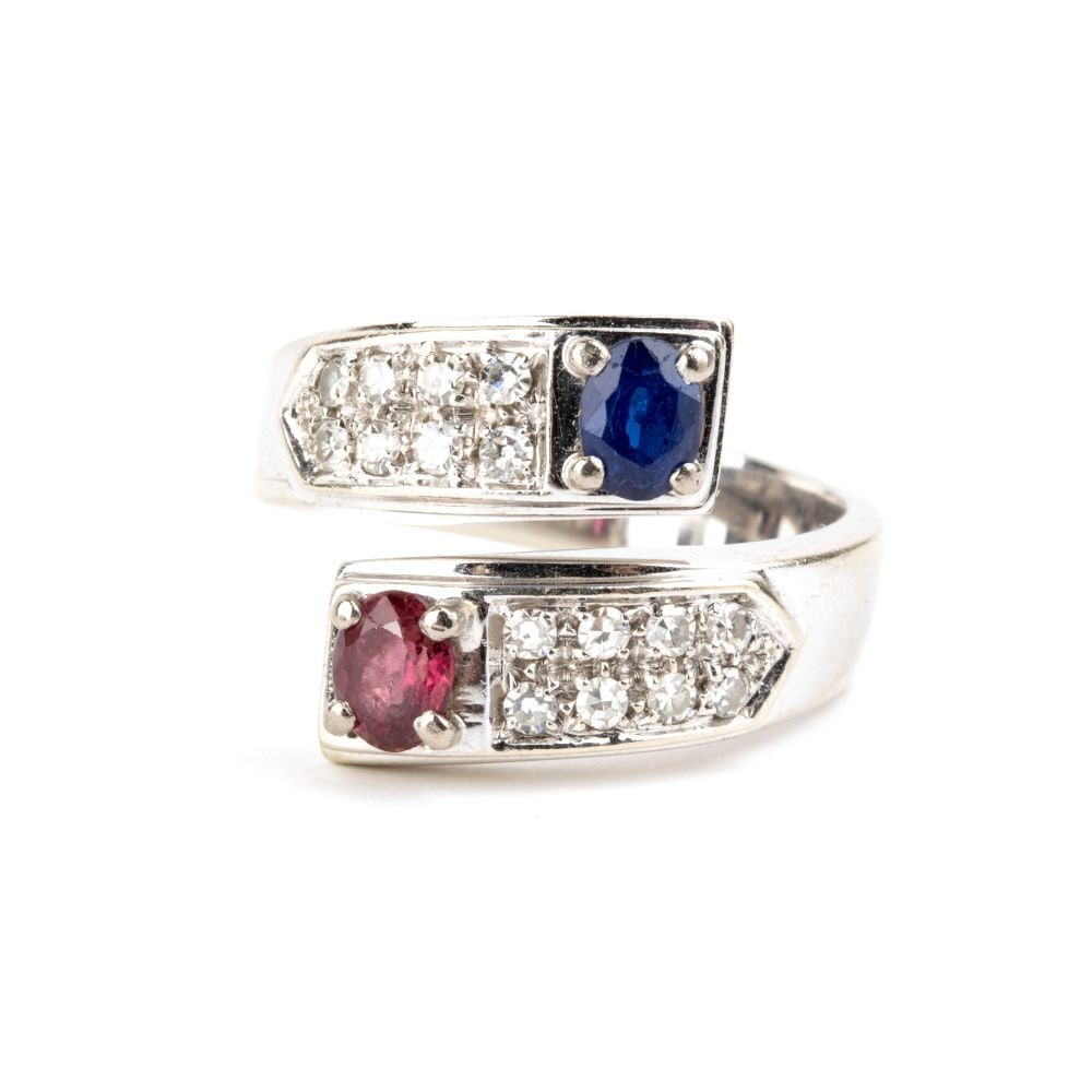Ruby sapphire diamond gold rig - 4