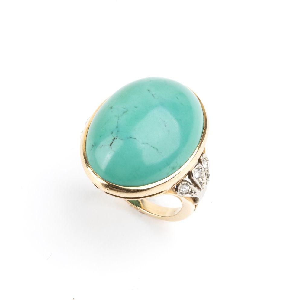 Turquoise diamond gold ring (1 of 3)