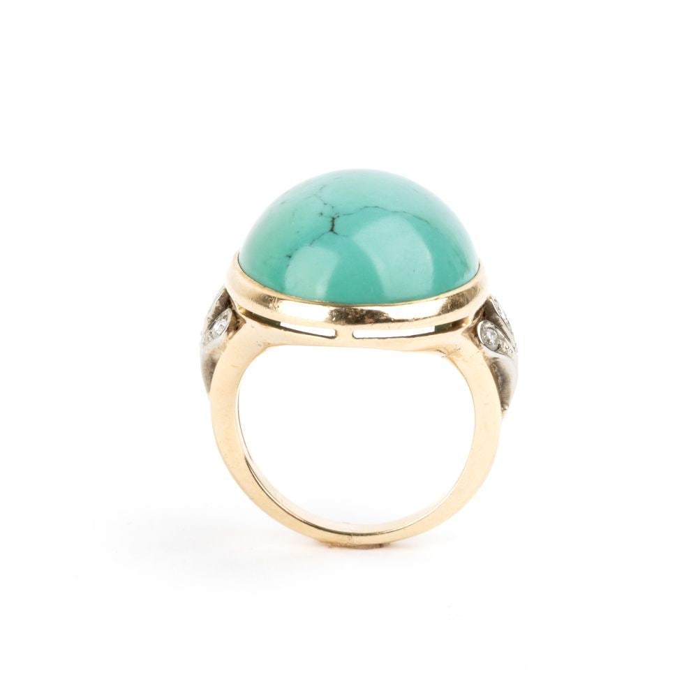 Turquoise diamond gold ring - 2