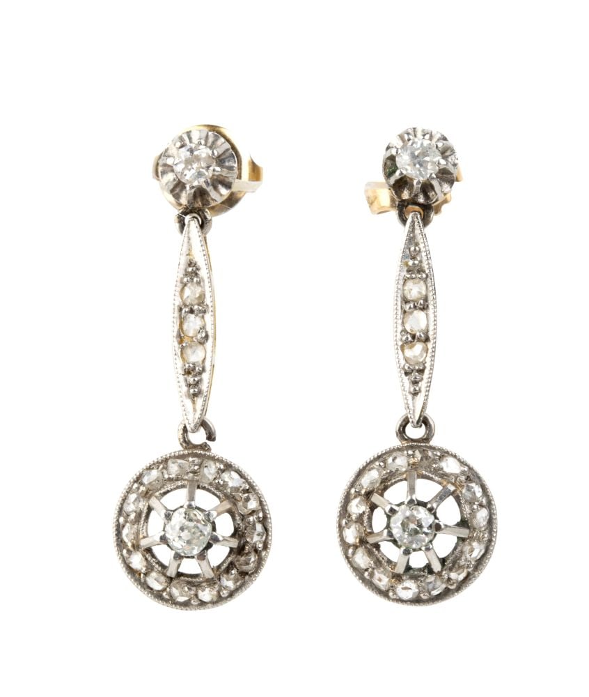 Diamond gold drop pair of earrings (1 of 3)