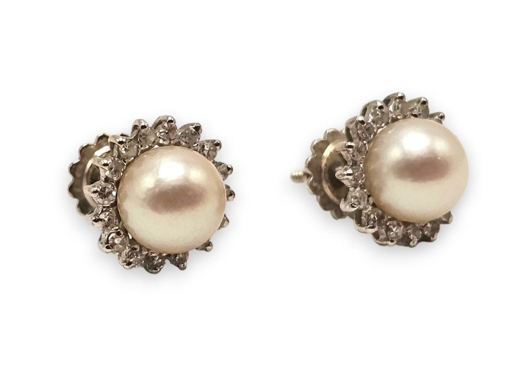 Diamond and pearl gold earrings (1 of 3)