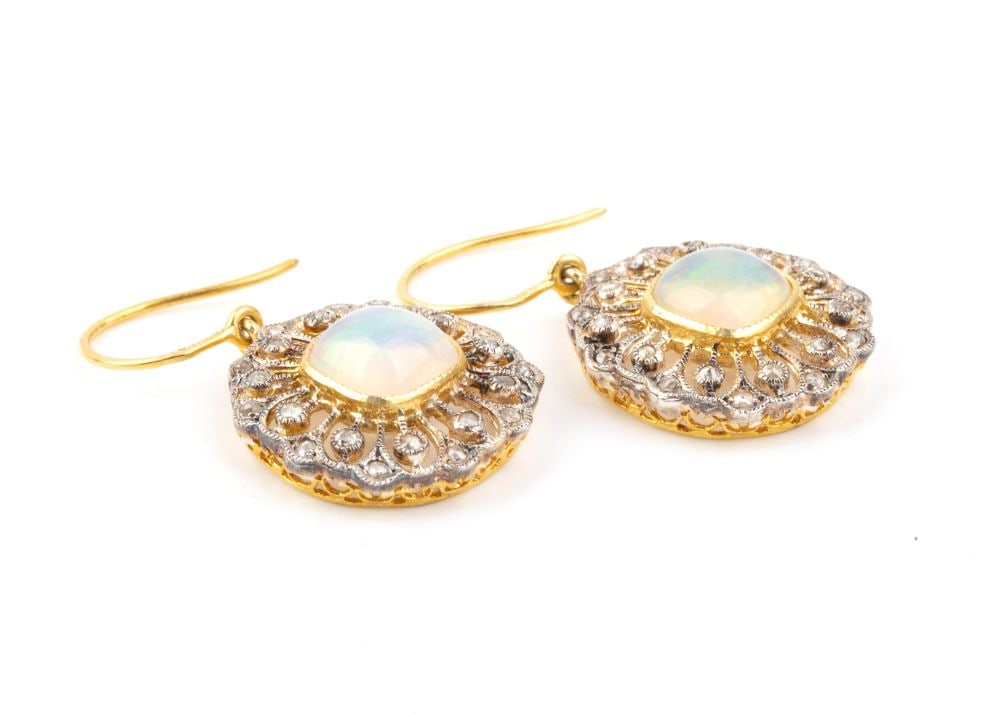 Opal diamond gilded silver - 2