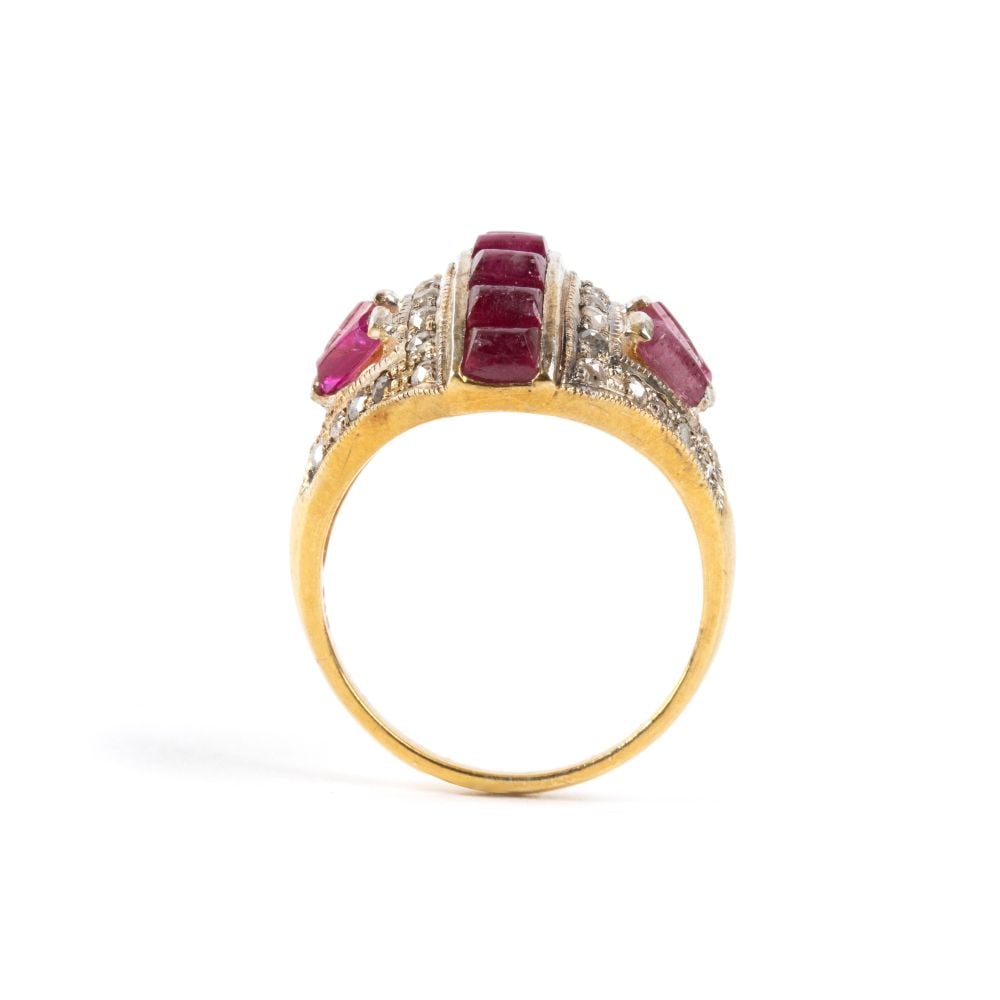 Diamond ruby silver ring - 2