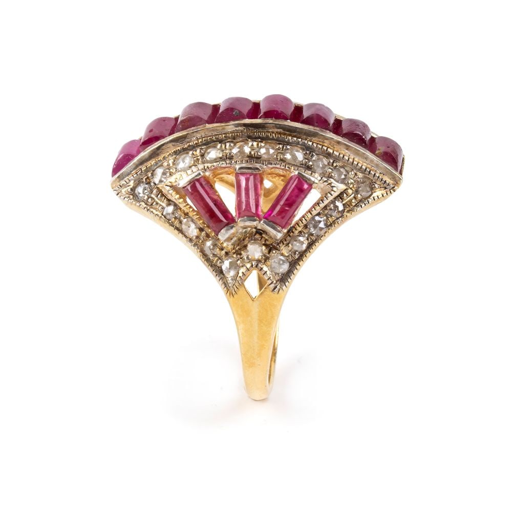 Diamond ruby silver ring - 3